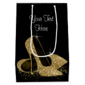 Black Gold Glitzer High Heel Schuhe Mittlere Geschenktüte (Rückseite)