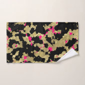 Black Gold Glitzer Hot Pink Abstrakt Peeling Glam Badhandtuch Set (Handtuch)