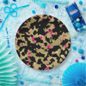 Black Gold Glitzer Hot Pink Abstrakt Peeling Glam Pappteller (Party)