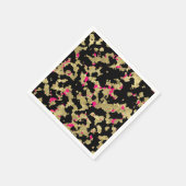 Black Gold Glitzer Hot Pink Abstrakt Peeling Glam Serviette (Ecke)