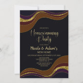 Black Gold Glitzer Housewarming Party Einladung (Vorderseite)