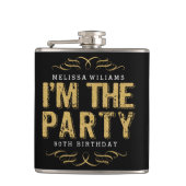 Black & Gold Glitzer Ich bin das Party Moderner Te Flachmann (Vorderseite)