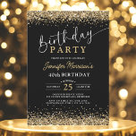 Black Gold Glitzer im Alter von 40 Jahren Einladung<br><div class="desc">Feiern Sie mit diesem Black Gold Glitzer Any Age Birthday Einladung einen fantastischen 40. Geburtstag im funkelnden Stil! Dieses elegante Hotel mit glänzenden schwarzen Hintergrund und glänzenden Imitaten mit goldenen Glitzer-Akzenten lädt zu jeder Meilensteinfeier mit moderner Eleganz ein. Egal, ob Sie ein gehobenes Abendessen oder ein lebhaftes Party planen, diese...</div>