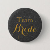 Black Gold Glitzer Imitate Foil Wedding Team Bridg Button (Vorderseite)