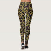 Black & Gold Glitzer Jaguar Print Leggings (Rückseite)