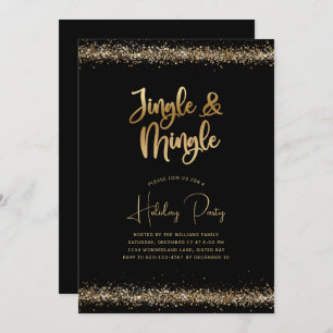 Black Gold Glitzer Jingle und Mingle Holiday Party Einladung
