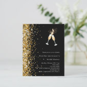 Black gold Glitzer jubelt Bridal Dusche Einladung (Stehend Vorderseite)
