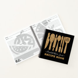 Black Gold Glitzer Kochkunst Rezept 3 Ring B Notizblock