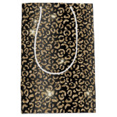 Black Gold Glitzer Leopard Mittlere Geschenktüte (Vorderseite)