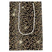 Black Gold Glitzer Leopard Mittlere Geschenktüte (Rückseite)