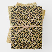 Black Gold Glitzer Leopard Print Geschenkpapier Set (Beispiel)