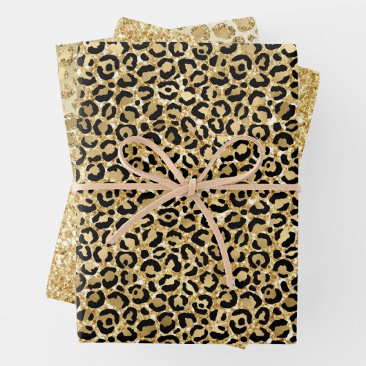 Black Gold Glitzer Leopard Print Geschenkpapier Set (Beispiel)