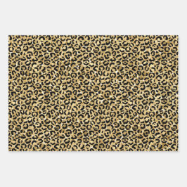 Black Gold Glitzer Leopard Print Geschenkpapier Set