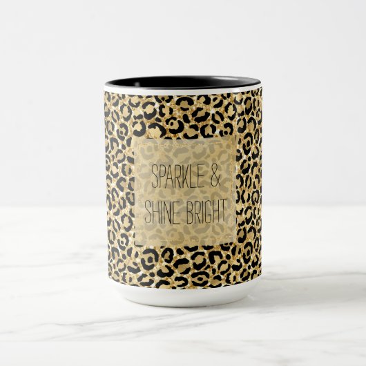 Black Gold Glitzer Leopard Print    Tasse (Zentrum)