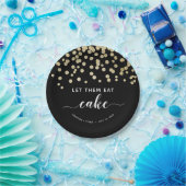 Black & Gold Glitzer Ließ sie essen Cake Fun Hochz Pappteller (Party)
