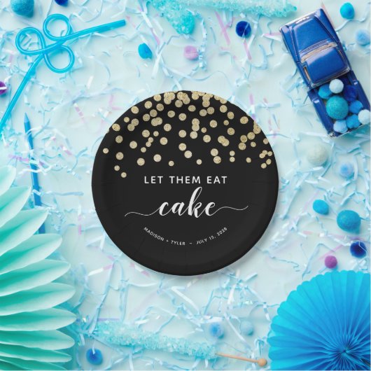 Black & Gold Glitzer Ließ sie essen Cake Fun Hochz Pappteller (Party)