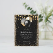 Black Gold Glitzer Lights Ballon jedes Alter Gebur Postkarte (Stehend Vorderseite)