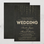 Black & Gold Glitzer Look Hochzeit Einladung (Vorne/Hinten)