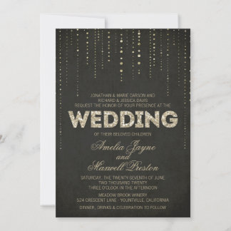 Black & Gold Glitzer Look Hochzeit Einladung