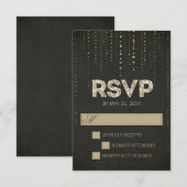 Black & Gold Glitzer Look Hochzeitkarte RSVP Karte (Vorne/Hinten)