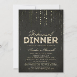 Black & Gold Glitzer Look Probe Dinner einladen Einladung