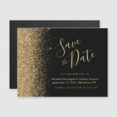 Black Gold Glitzer Magnetic Wedding speichern das Magnetkarte (Vorne/Hinten)