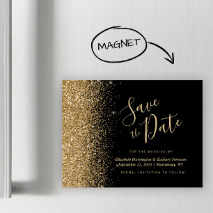 Black Gold Glitzer Magnetic Wedding speichern das Magnetkarte