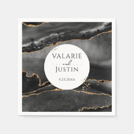 Black Gold Glitzer Marble Wedding Napkins Serviette