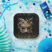 Black Gold Glitzer Mardi Gras Papierplatte Pappteller (Party)