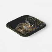 Black Gold Glitzer Mardi Gras Papierplatte Pappteller (Gewinkelt)
