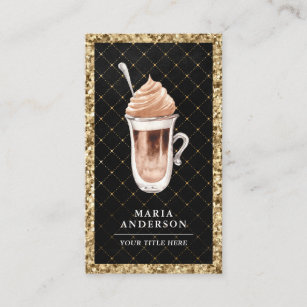 Black Gold Glitzer Mocha Latte Coffee Shop Visitenkarte
