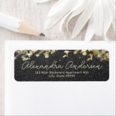 Black Gold Glitzer Modern Glam Chic Script Label (Insitu)