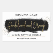 Black & Gold Glitzer Moderne Candle Packaging Rechteckiger Aufkleber (Vorderseite)
