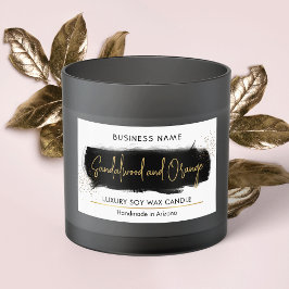 Black & Gold Glitzer Moderne Candle Packaging Rechteckiger Aufkleber