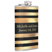 Black Gold Glitzer Monogram Wedding Flachmann (Rechts)