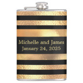 Black Gold Glitzer Monogram Wedding Flachmann (Vorderseite)