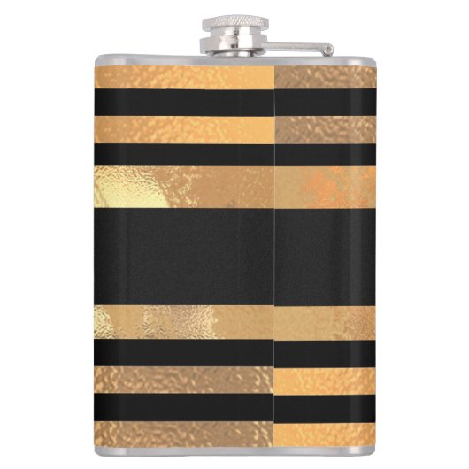 Black Gold Glitzer Monogram Wedding Flachmann (Rückseite)