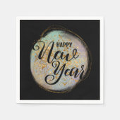 Black Gold Glitzer New Year Serviette (Vorderseite)