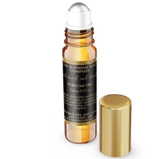 Black & Gold Glitzer Parfümerrolle Flaschenetikett Quadratischer Aufkleber