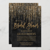 Black Gold Glitzer Pearl Marble Brautparty Mail Einladung (Vorne/Hinten)