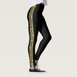 Black Gold Glitzer Personalisierter Leichtathletik Leggings