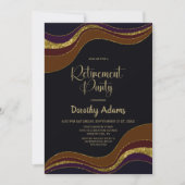 Black Gold Glitzer Retirement Party Einladung (Vorderseite)