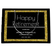 Black Gold Glitzer Retirement Party Große Geschenktüte (Vorderseite)