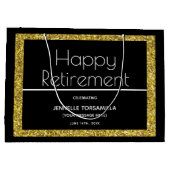 Black Gold Glitzer Retirement Party Große Geschenktüte (Rückseite)