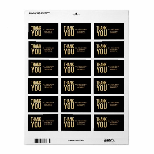 Black & Gold Glitzer Rücksendeadresse Hochzeitsmar Adressaufkleber (Vorne)