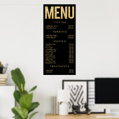 Black & Gold Glitzer Salon Menü Wall Poster (Heimbüro)