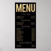 Black & Gold Glitzer Salon Menü Wall Poster (Vorne)