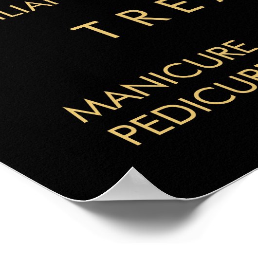 Black & Gold Glitzer Salon Menü Wall Poster (Ecke)