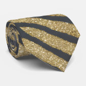 Black & Gold Glitzer Shiny Zebra Tiger Streifen Krawatte (Gerollt)