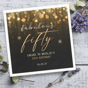 Black Gold Glitzer Sparkle Glam 50. Geburtstag Serviette